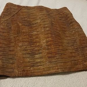 Brown faux leather mini skirt